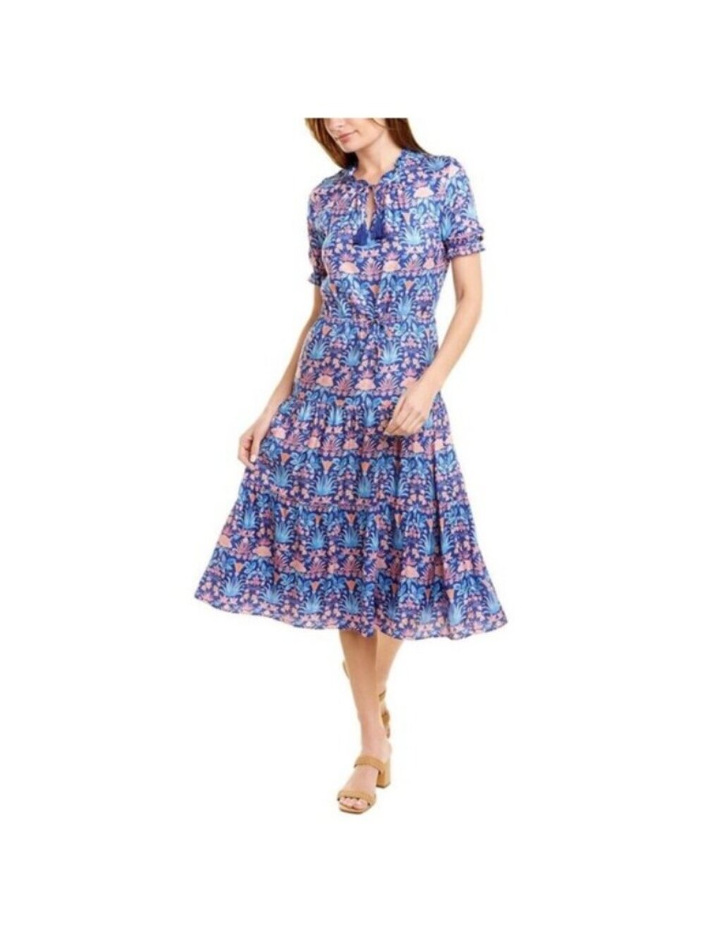 J.Mclaughlin Chessie Silk-Blend A-Line midi Dress Small